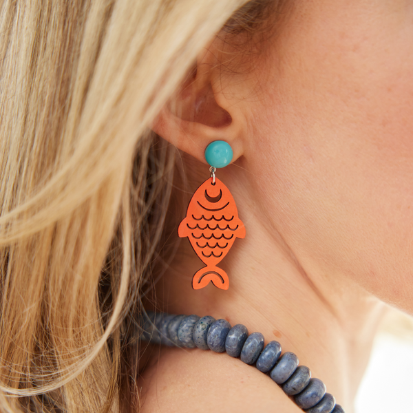 Fish Earrings, orange
