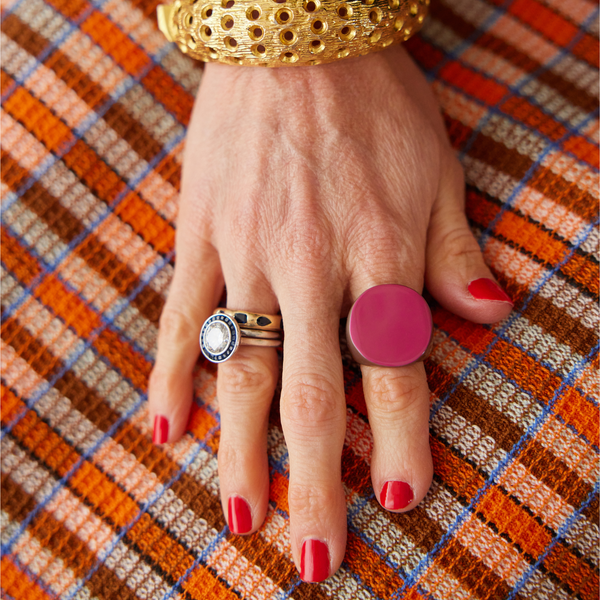 Magenta Lacquer & Horn Ring