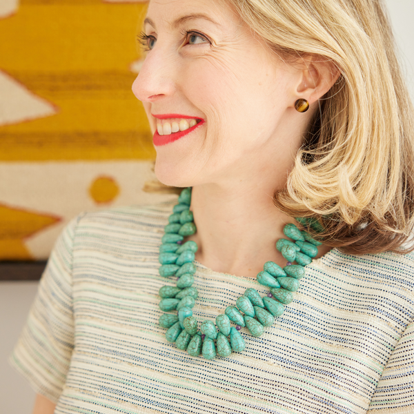 womens turquoise howlite and amethyst necklace katie bartels