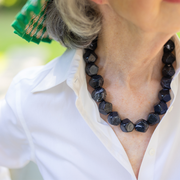 handmade black acrylic statement necklace katie bartels