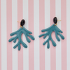 handmade womens blue lacquer coral earrings katie bartels