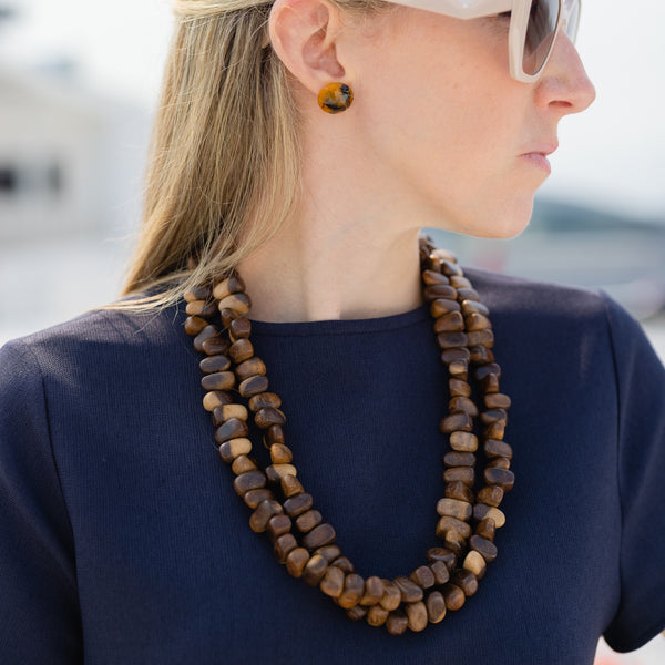 Chunky Wood Necklace Multi Strand Katie Bartels Jewelry