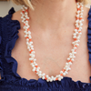 handmade womens freshwater pearl and coral necklace katie bartels