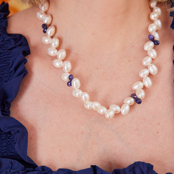 Freshwater Pearl Sapphire Necklace Katie Bartels Jewelry