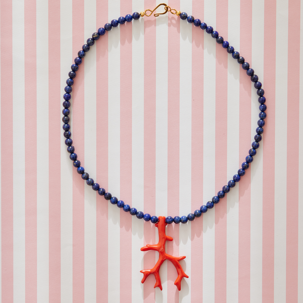 Lapis & Coral Necklace - Summer Jewelry - Katie Bartels Jewelry