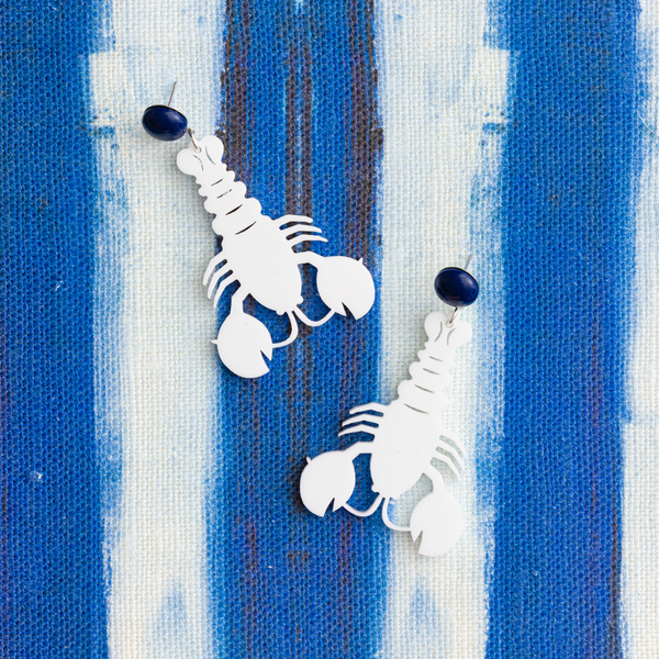 Lobster Drop Earrings, white