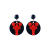 handmade womens navy circle and red lobster drop earrings katie bartels