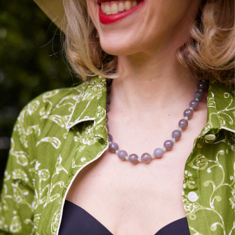 Aqua Blue & Gray Necklace