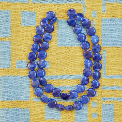 handmade womens royal blue circle necklace katie bartels jewelry