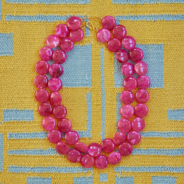 handmade womens fuchsia pink circle necklace katie bartels jewelry