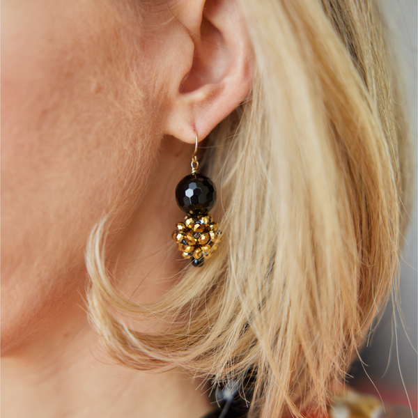 Onyx & Gold Earrings