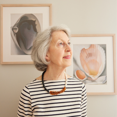 Gold Coral, Onxy, & Howlite Necklace