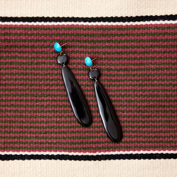 lightweight black horn drop earrings katie bartels