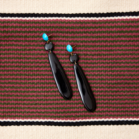 lightweight black horn drop earrings katie bartels