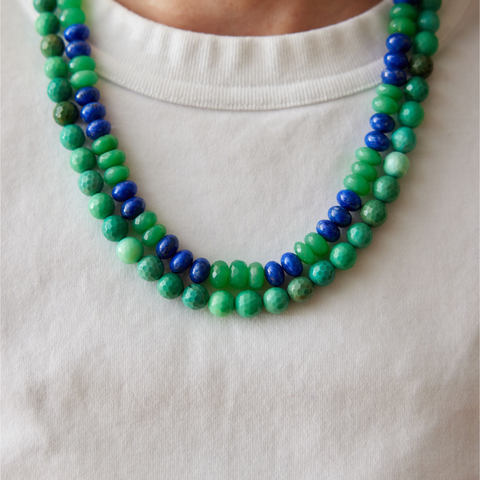 Chrysoprase & Lapis Rondelle Necklace