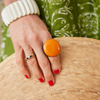 Large Orange Lacquer & Horn Ring