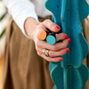 orange lacquer and black horn cocktail ring katie bartels