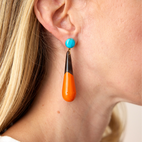orange lacquer and horn earrings katie bartels