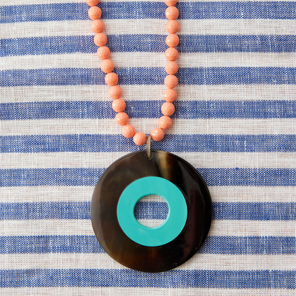 Horn Pendant Necklaces, coral pink