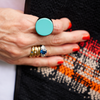turquoise lacquer and black horn cocktail ring katie bartels