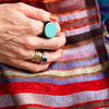 turquoise lacquer and black horn cocktail ring katie bartels