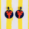 handmade womens navy circle and red lobster drop earrings katie bartels