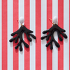 Black Lacquer Coral Earrings