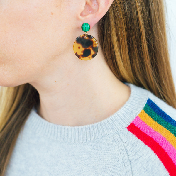 handmade womens tortoise circle earrings katie bartels