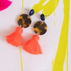 handmade tortoise circle & colorful tassel earrings katie bartels