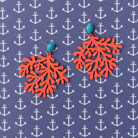 handmade womens orange coral earrings katie bartels