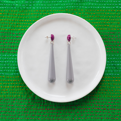 handmade womens grey drop earrings katie bartels