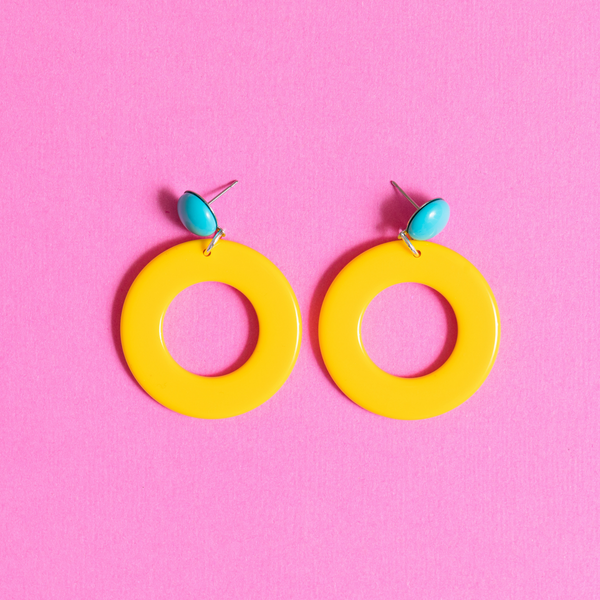 handmade womens yellow open circle earrings katie bartels