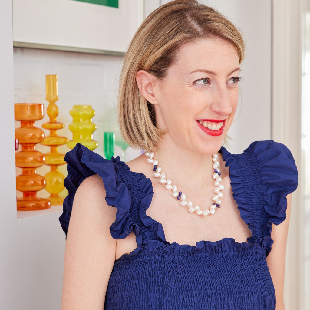 Pearl and sapphire online necklace