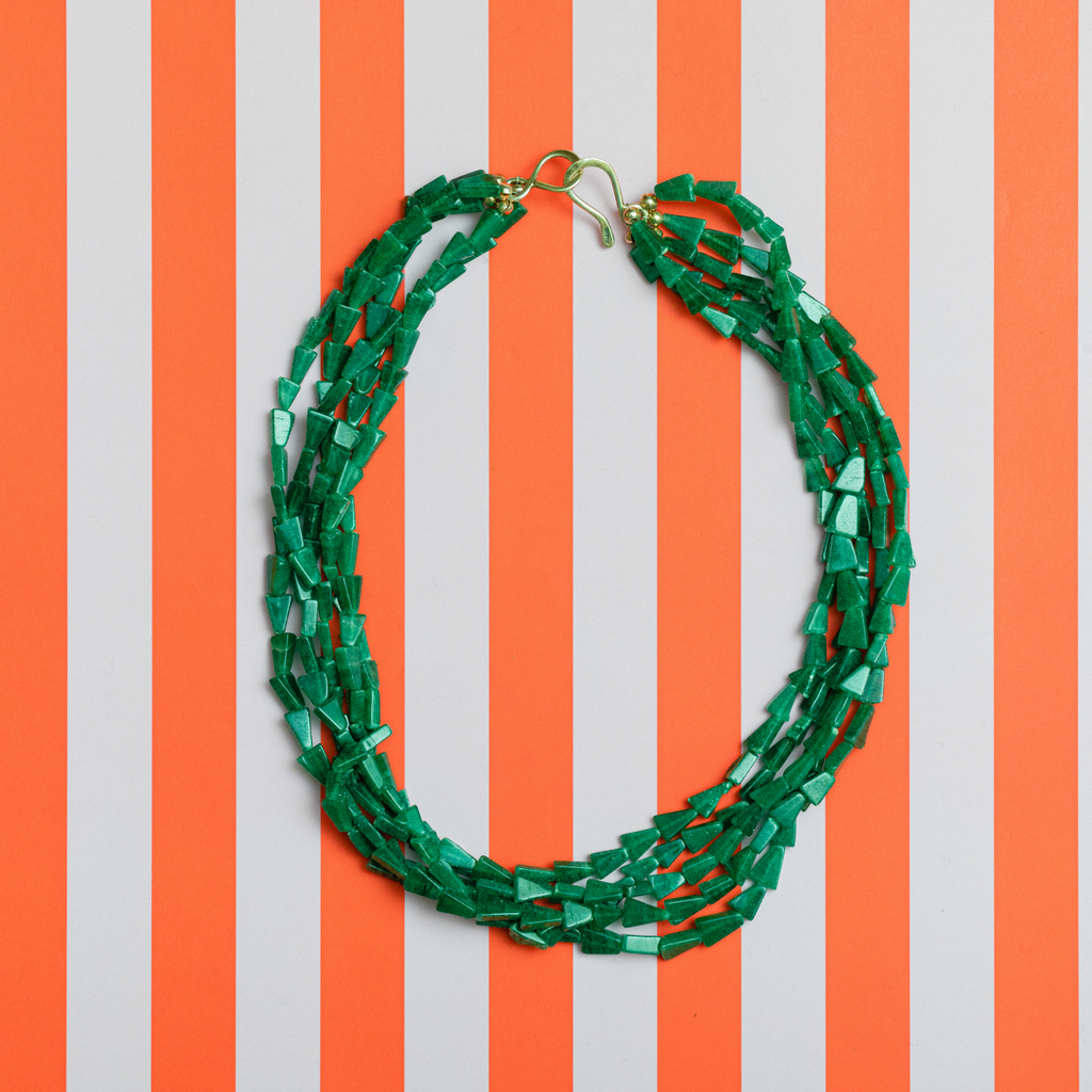 handmade womens green garnet gemstone statement necklace katie bartels
