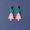 green star and pink tree holiday earrings katie bartels