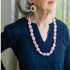 handmade womens long light pink necklace katie bartels