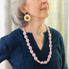 handmade womens long light pink necklace katie bartels