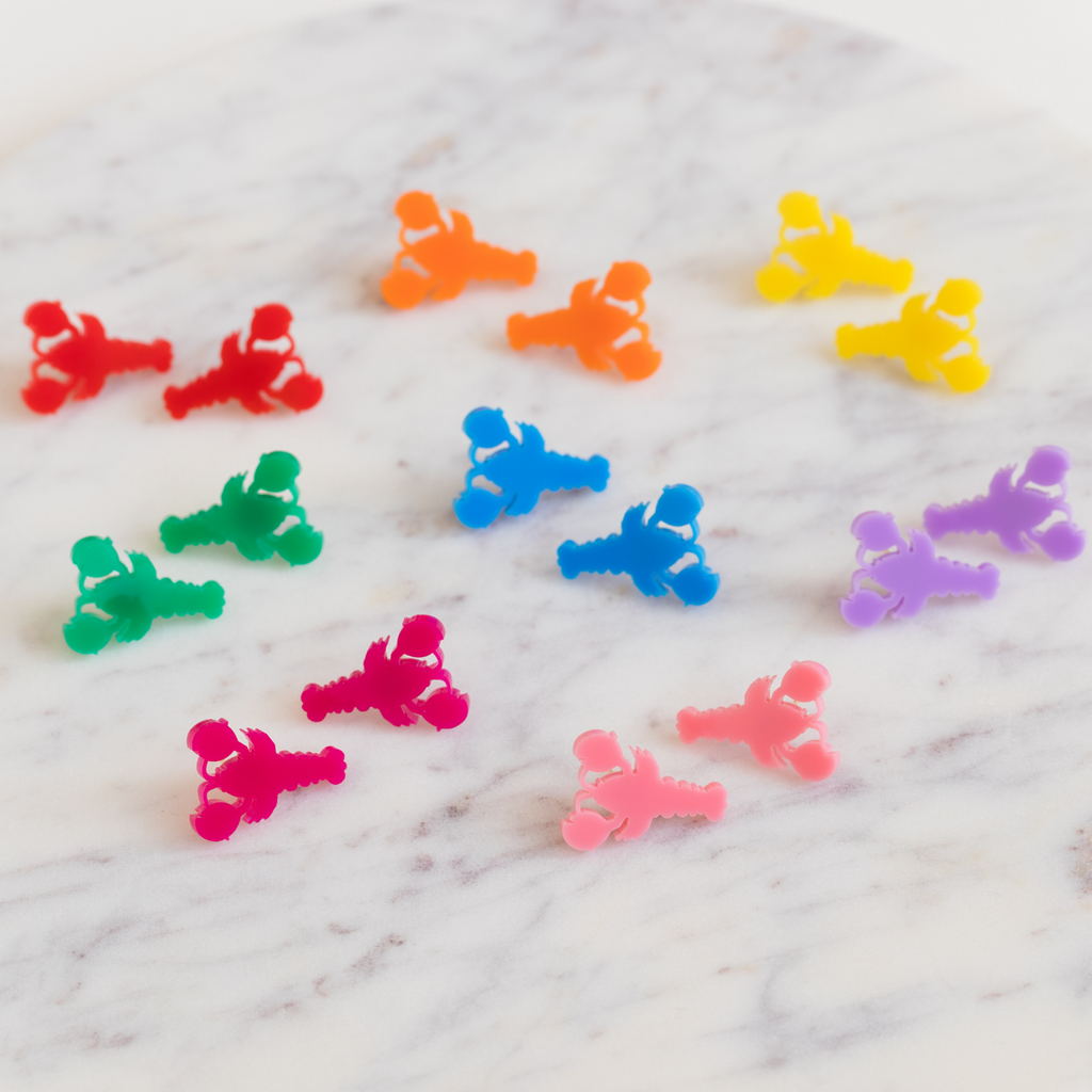 handmade womens mulitcolor lobster stud earrings katie bartels