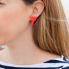 handmade womens neon red lobster stud earrings katie bartels