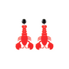 handmade womens neon red lobster drop earrings katie bartels