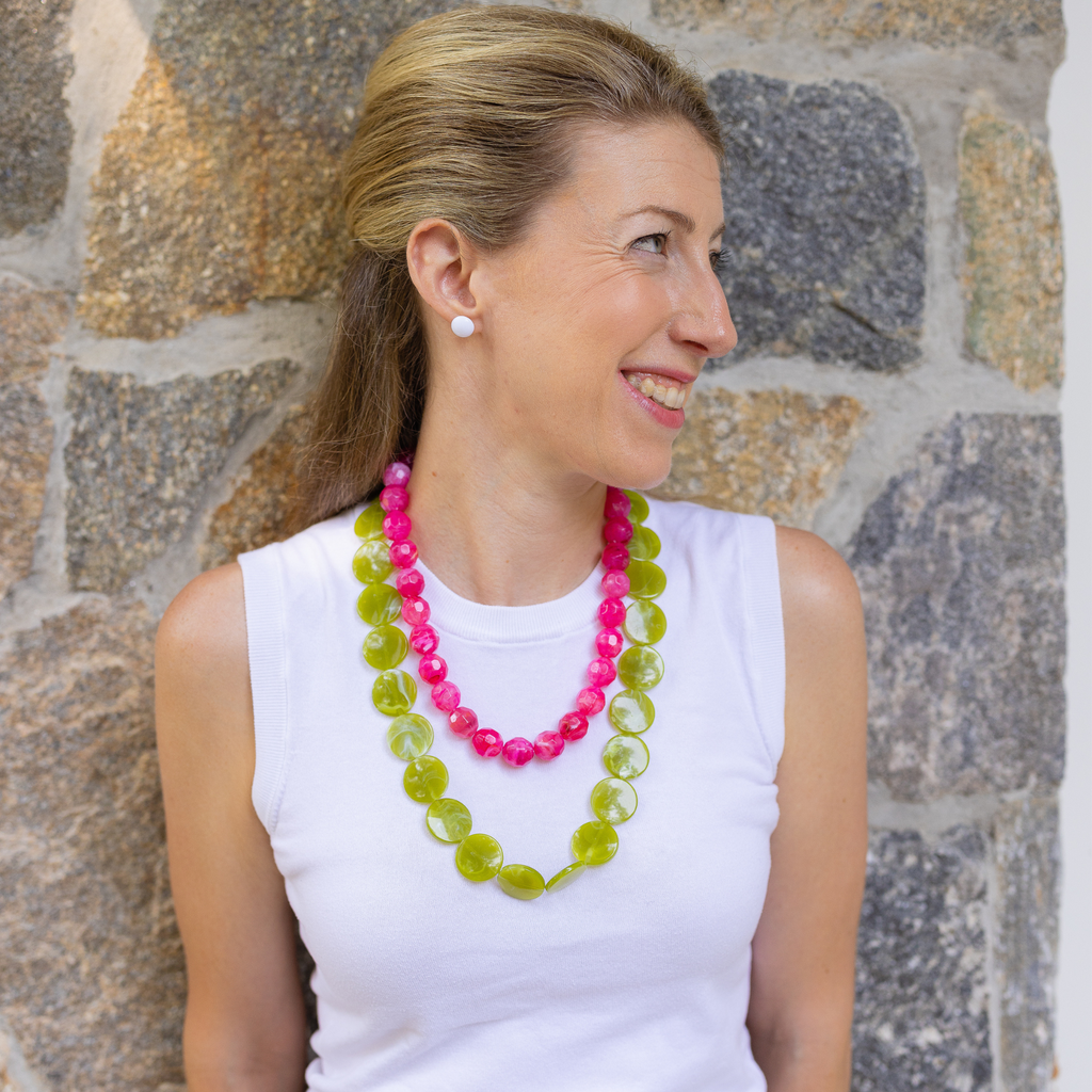 handmade fuchsia pink necklace katie bartels