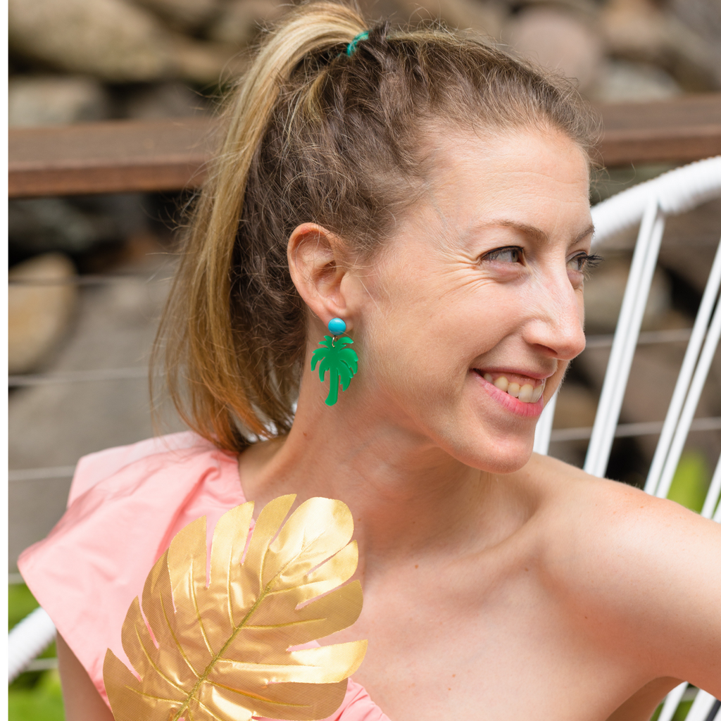 Acrylic palm clearance leaf earrings