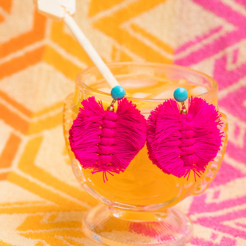 handmade womens pink palm earrings katie bartels