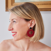 handmade womens red rattan earrings katie bartels