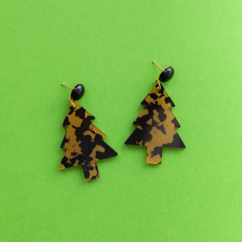 Tree Drop Earrings, tortoise