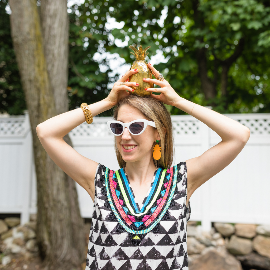 handmade womens orange pineapple earrings katie bartels