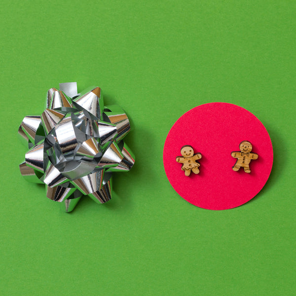 handmade designer womens wood gingerbread earrings katie bartels