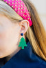 handmade womens green glitter tree earrings katie bartels