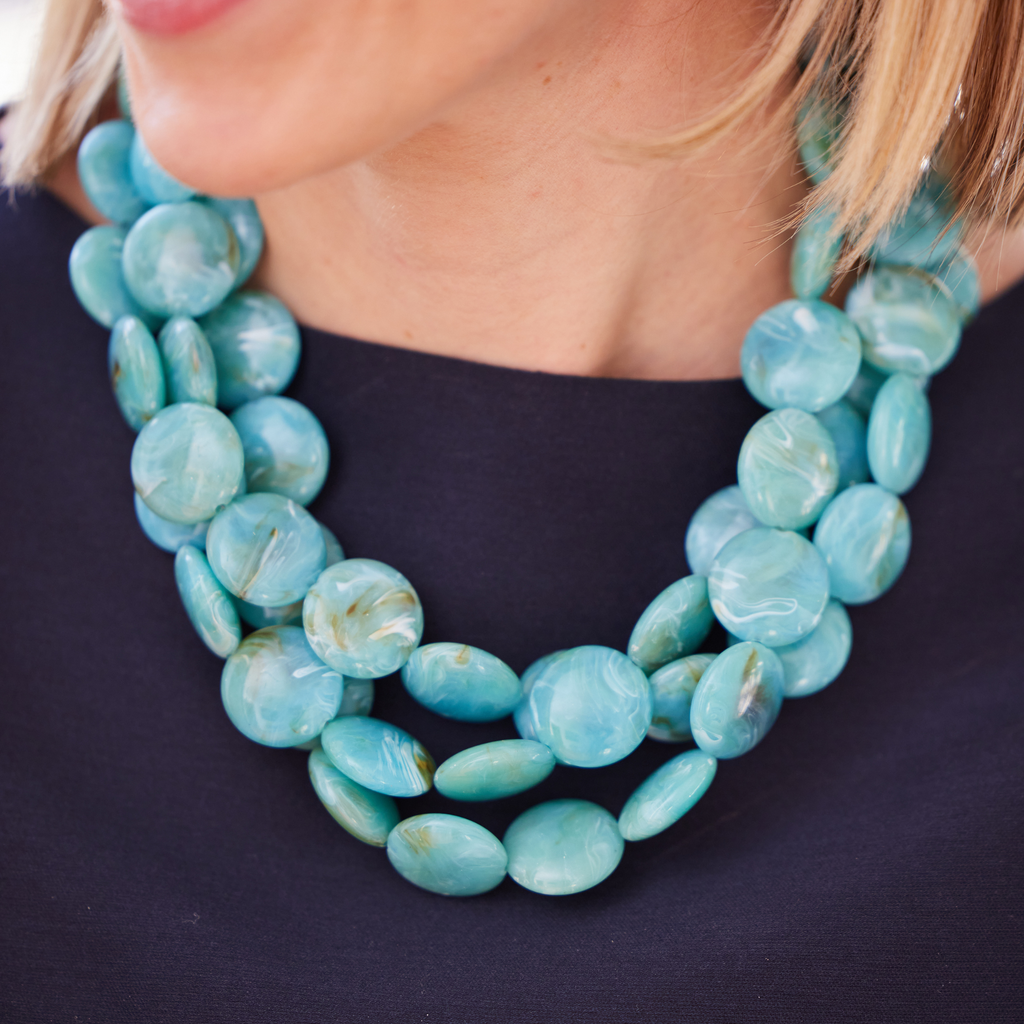 Robin Egg Blue Triple Circle Necklace